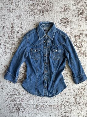 Vintage Miss Sixty Y2K Blue Denim Button Down Western Shirt